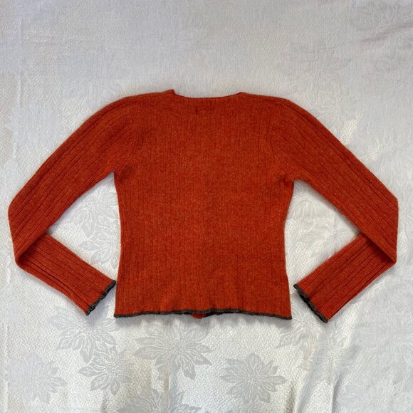 American Eagle Wool Blend Orange Sweater Cardigan Slightly Cropped - Picture 7 of 13